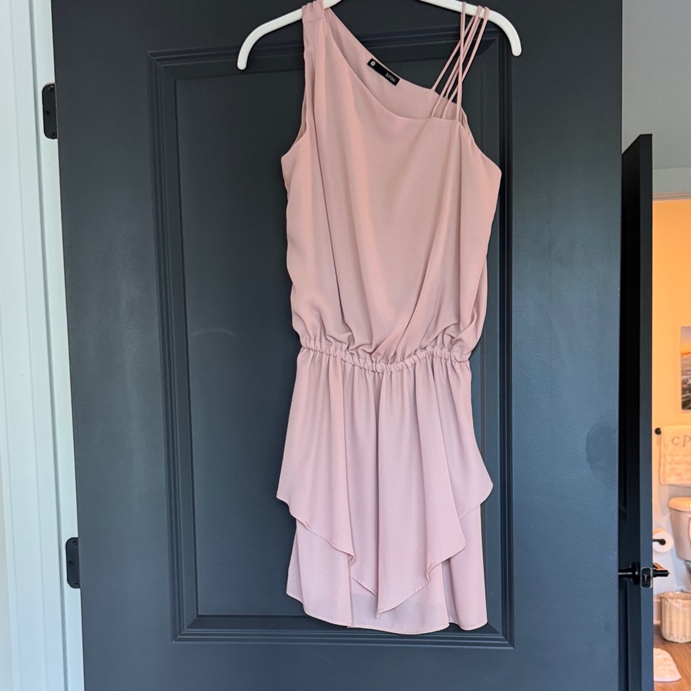 Blush Pink One-Shoulder Tiered Dress